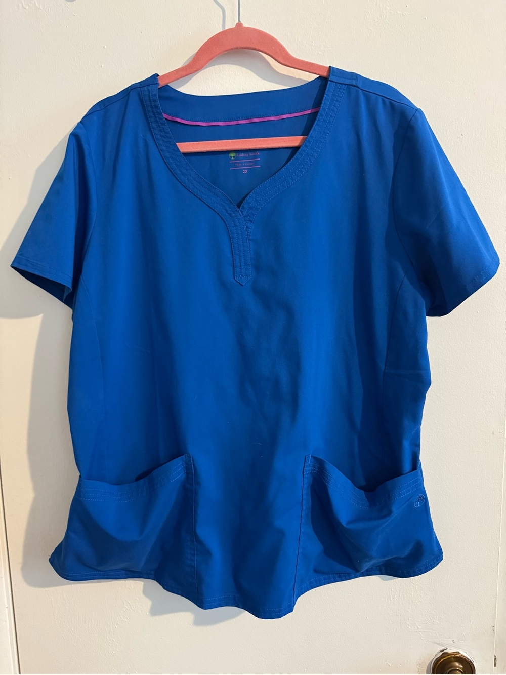 Healing Hands Royal Blue Purple Label Scrub Top with Front Pockets